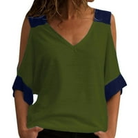 Ženska boja Blokiranje natrag - vrat kratkih rukava majica Dame izlaze plus veličine tees jesen zimski