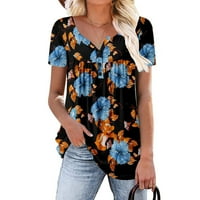 Grafičke majice za žene Vintage 90-ih Tunički okrugli vrat cvjetni t košulje s kratkim rukavima bluza nalaze se na vrhu s rujama
