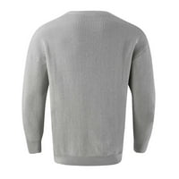 Entyinea muški veliki i visoki džemper boja džemper kabel pleteni zimski topli pulover prugasti pletenje V rect džemper vrhovi Grey M