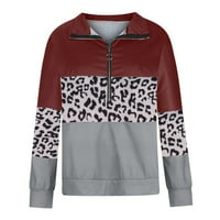 Leopard Patchwork Pulover Teen Girls Trendy odjeća Crewneck Dukseri Dressy Tops Pokloni za žene Košulje