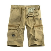 Smanjene teretne kratke hlače za muškarce Ljeto na otvorenom Patchwork Color dugme Pocket Sport Shorts Hlače, Khaki