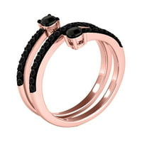 Aonejewelry 0,70ct. TTW Jedinstveni vrtložni dizajn Crni dijamantni prsten u 10k ružičastog zlata