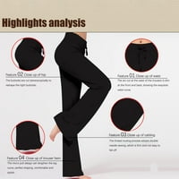 Žene visokog struka širokog nogu nogu elastične vučne crteške teške joge Hlače aktivne fitnes atletski