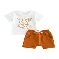 Izhanske novorođene dječje dječake ljetne odjeće s kratkim rukavima Pismo Ispis majica + kratke hlače
