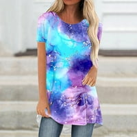 Lovskoo Ljetni vrhovi za žene Trendi bluze cvjetni printer okrugli vrat labav bluza s kratkim rukavima