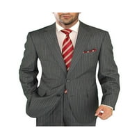 Salvatore Exte muške odijelo Moderna dva jakna sa gumbom ravne prednje hlače prugasta ugljena siva