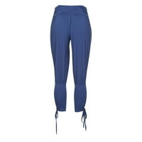 TUPHREGYOW ženske hlače High Squik tračnica sa džepovima Capris elastične žetve Sportske odjeće zavaravne ležerne hlače pantalone plavo xxl