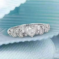 Gledest breze Žene Izvrsni srčani prsten dizajnirani prsten za angažman nakit poklon metal, bijeli rinestone