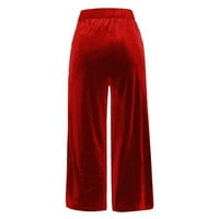 Joga hlače Žene Ležerne prilike pune boje ravno-noga visoki struk elastične sportske joge hlače crveno