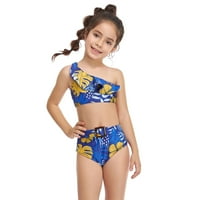 Lovskoo Slatke kupaće kostimi za djevojčice kupaći kostim roditelj-dječji ruffles dame Split High Squik Top Tiewwimwir bikini postavljen plava
