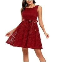 Outfmvch mamurska haljina crvena haljina Vintage bez rukava princeza cvjetna čipkasta rep za zabavu