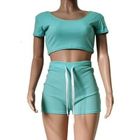 Dame Fashion Sexy Solid Color SportSkovodne odjeće TrackSitt setovi kratkih rukava, Žensko ljetno odijelo