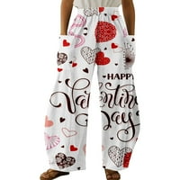 Fragarn Ženske modne valentine Santa Claus Snowmen Print Casual Loose hlače plus veličina labavih hlača