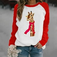 Žene Božićne tiskovine Ležerne prilike dugih rukava O vrat Giraffe tiskane majice Bluza Hot8SL4869981