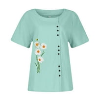 Bluze za žene srušene casual kratkih rukava kratkih rukava ljetne cvjetne majice 5xl