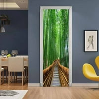Ekološki 3D bambusov šumski kućni naljepnica za vrata vodootporna PVC zidna naljepnica Samoljepljiva