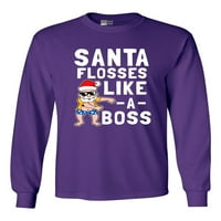 Majica za odrasle s dugim rukavima Santa Floss poput šefa božićnog plesa smiješno DT