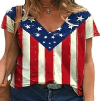 Ženska majica US Zastava Štampanje ljetne vrhove kratkih rukava majica Soft Tunic Bluza Holiday Pulover-G