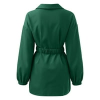 Fabiurt ženske košulje žene jesen zima casual udoban moderan V izrez pulover dugih rukava, zelena