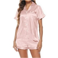 TOQOT PAJAMAS za žene- Ležerne prilike za spavanje Svile kratke rukave Top i kratke hlače Mekane pidžame setovi ružičaste veličine xl