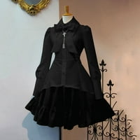 Ženske djevojke Hocus Pocus haljina dugih rukava Vintage Gothic haljina Steampunk Bowur ruffle patchwork party haljina, crno-bijelo