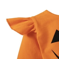 Thefound Toddler Baby Girls Halloween Outfits Flyne rukave Pumpkine + prugaste pantalone padajuće odjeću