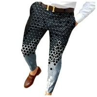 Tawop muške hlače muškarci casual modne patentne patentne pantre otisnute mid-strukne pantalone s džepovima