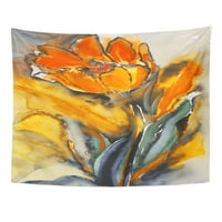 Vodenokolor Slikarstvo Žuta tulipana narančasta pejzaž cvjetni cvjetni izvor Sažetak Zidna umjetnost