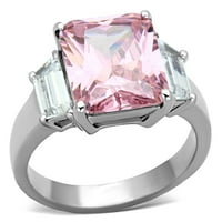 Luxe nakit dizajnira ženski nehrđajući čelik tri kamena zaručni prsten sa ružom kubnim cirkonijom -