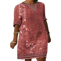 Avamo ženska haljina dužine koljena cvjetno shift haljine v izrez seksi retro party khaki m