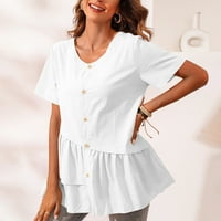 Majice za žene Ženski ljetni novi proizvodi Kratki rukav majica Nepravilna svježa slatka crewneck ženska majica bijele veličine S