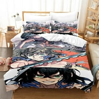 Manga Kreveti kompletni setovi Twin Full Queen King Veličina Demon Slayer Tanjirou Nezuko Anime Duvet Posteljina i jastučnica za ventilator
