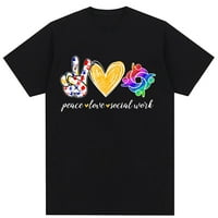 Mir Love Socijalni rad Slatka socijalna radnika Poklona Majica Žene 90-ih Ispis majica Modni estetski