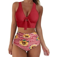 Ženski bikini visokog struka Bandeau podstavljeni push up kupaći kostim kupaći kostimi za plažu kupaći