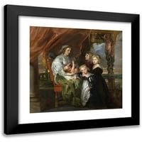 Peter Paul Rubens Crni moderni uokvireni muzej umjetnički print pod nazivom - Deborah Kip, supruga Sir Balthasara Gerbiera i njene djece
