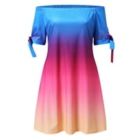 Paptzroi modna casual haljina ljeto van ramena Ispis elegantna haljina skinuta čipkani kratki rukav