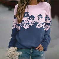 Košulje s dugim rukavima za žene modne žene okrugli izrez cvijet od tiskanih vrhova casual pulover džemper