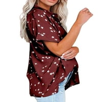 Niuer Womens Casual V izrez Ljetni kratki rukav bluze s kratkim rukavima Gumb Star Chutt down majica