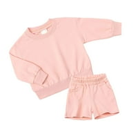 WAVSUF Newborn Outfits Set Hratke Comfort Dugi rukav Ružičasta Dvije setove Veličina 11- godina