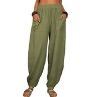 Sayhi ženski ljetni kapris opušteni duks elastične pantalone casual labave hlače zelena m