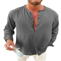 Glonme Vintage majice za muškarce Lagani na vrhu za odmor Ležerne tipke Down Bluze Grey M