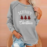Ženski vrhovi Božićni tisak okrugli džemper sa otvorenim bluzom dukserica HOOD bez kapuljača Hot6SL867323