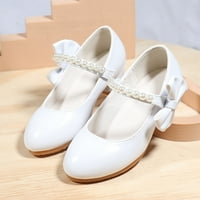 Dječje cipele Dječje kožne cipele Bijela luk čvor Proljeće Jesen Gir High Heel Princess Cipele Pearl