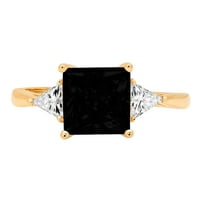 2.32ct Princess Cret crni prirodni ony 14k žuti zlatni godišnjički angažman kamena prstena veličine