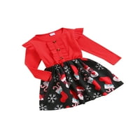SUNISERY TODDLER Baby Girg Božićne odjeće crtani jelen patchwork dugih rukava tutu haljina odjeća crna crvena 18-mjeseci