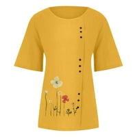 Dyegold ženske pamučne majice na vrhu Crew vrat kratkih rukava Basic Tunic Ljeto Ležerne prilike posteljine