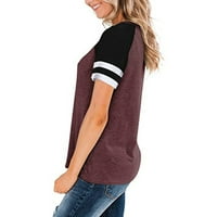 Hesxuno T majice za žene, modne žene kontrastne boje patchwork majice retro klasacsic crewneck bluze