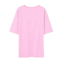LeylayRay Ženske vrhove Žene ljetni casual okrugli vrat kratkih rukava Zabavna majica The Top Pink XL