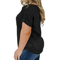 YOBECHO ženske plus veličine TOP Ljeto majica s kratkim rukavima V-izrez