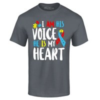 Trgovina4EVever Muškarci Ja sam njegov glas, on mi je moj srčani autizam Svjesnost Grafička majica X-veliki
